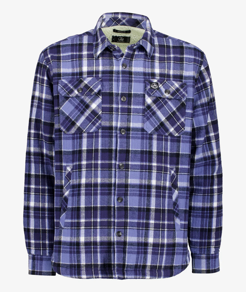 Swanndri Morven Sherpa Mens Long Sleeve Shirt - Bluebird/Navy - - Mansfield Hunting & Fishing - Products to prepare for Corona Virus