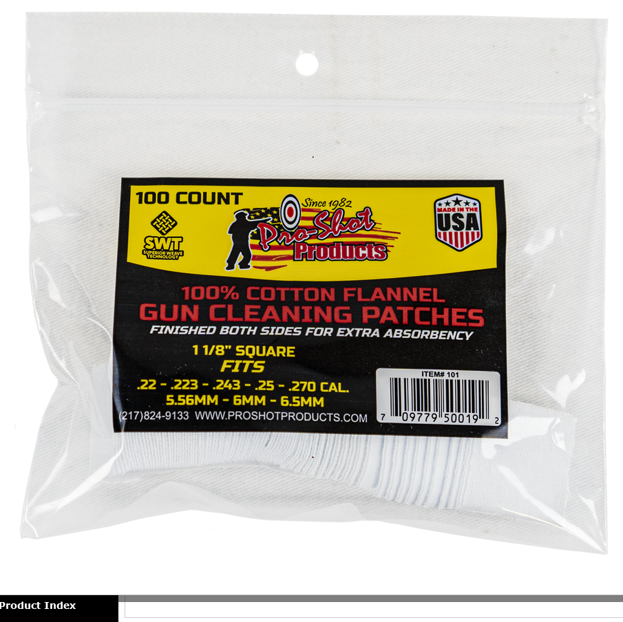 Pro Shot 22-270 Cal Patches 100 PK -  - Mansfield Hunting & Fishing - Products to prepare for Corona Virus