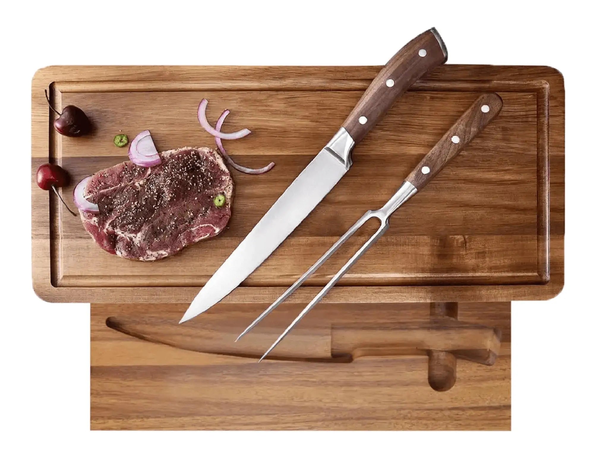 Starrett 2pc Carving Knife Set w' Integrated Board