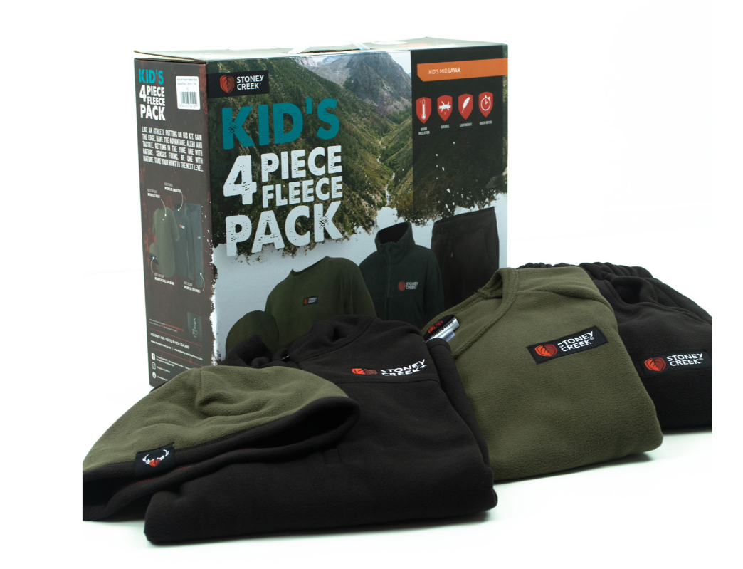 Stoney Creek Kids 4 Piece Fleece Pack - 2 / BAYLEAF/BLACK - Mansfield Hunting & Fishing - Products to prepare for Corona Virus