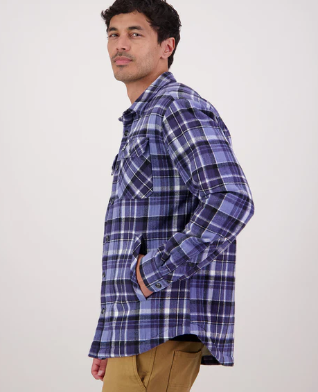Swanndri Morven Sherpa Mens Long Sleeve Shirt - Bluebird/Navy - L / BLUEBIRD/NAVY - Mansfield Hunting & Fishing - Products to prepare for Corona Virus