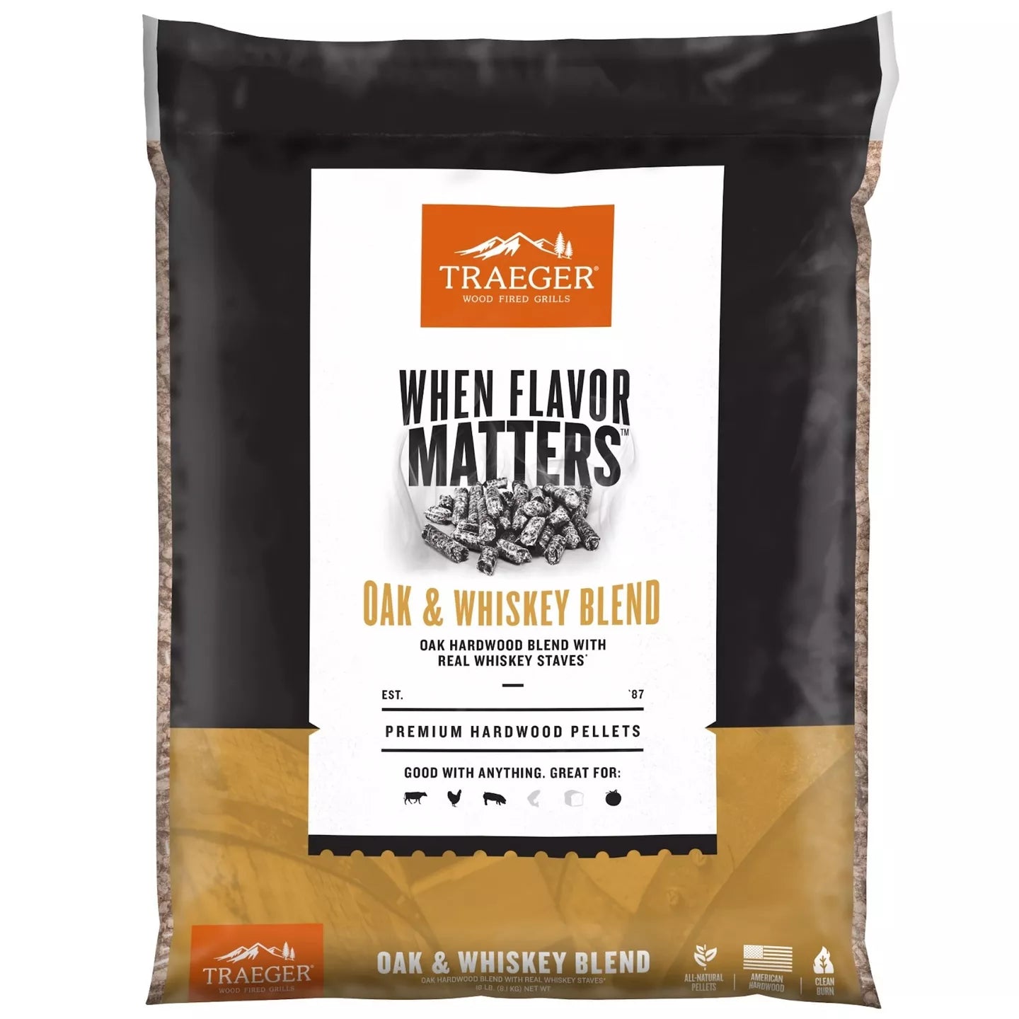 Traeger Oak and Whiskey Pellets 9kg - 9KG - Mansfield Hunting & Fishing - Products to prepare for Corona Virus