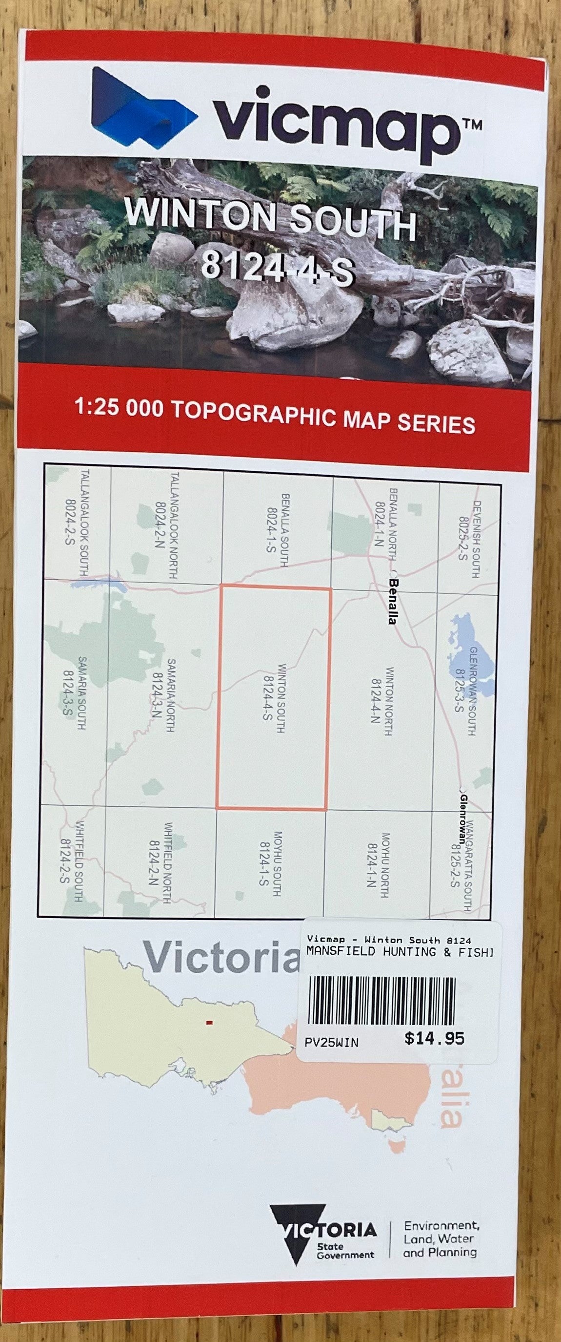 Vicmap - Winton South 8124-4-S 1:25,000 Scale -  - Mansfield Hunting & Fishing - Products to prepare for Corona Virus