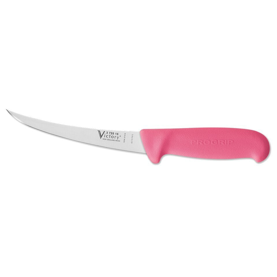 Victory Knives Stainless Steel Narow Curved Boner 15cm Pink -  - Mansfield Hunting & Fishing - Products to prepare for Corona Virus