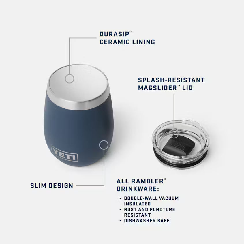 Yeti 10oz Wine Tumbler with MagSlider Lid and DURASIP™ Ceramic Lining (296ml)