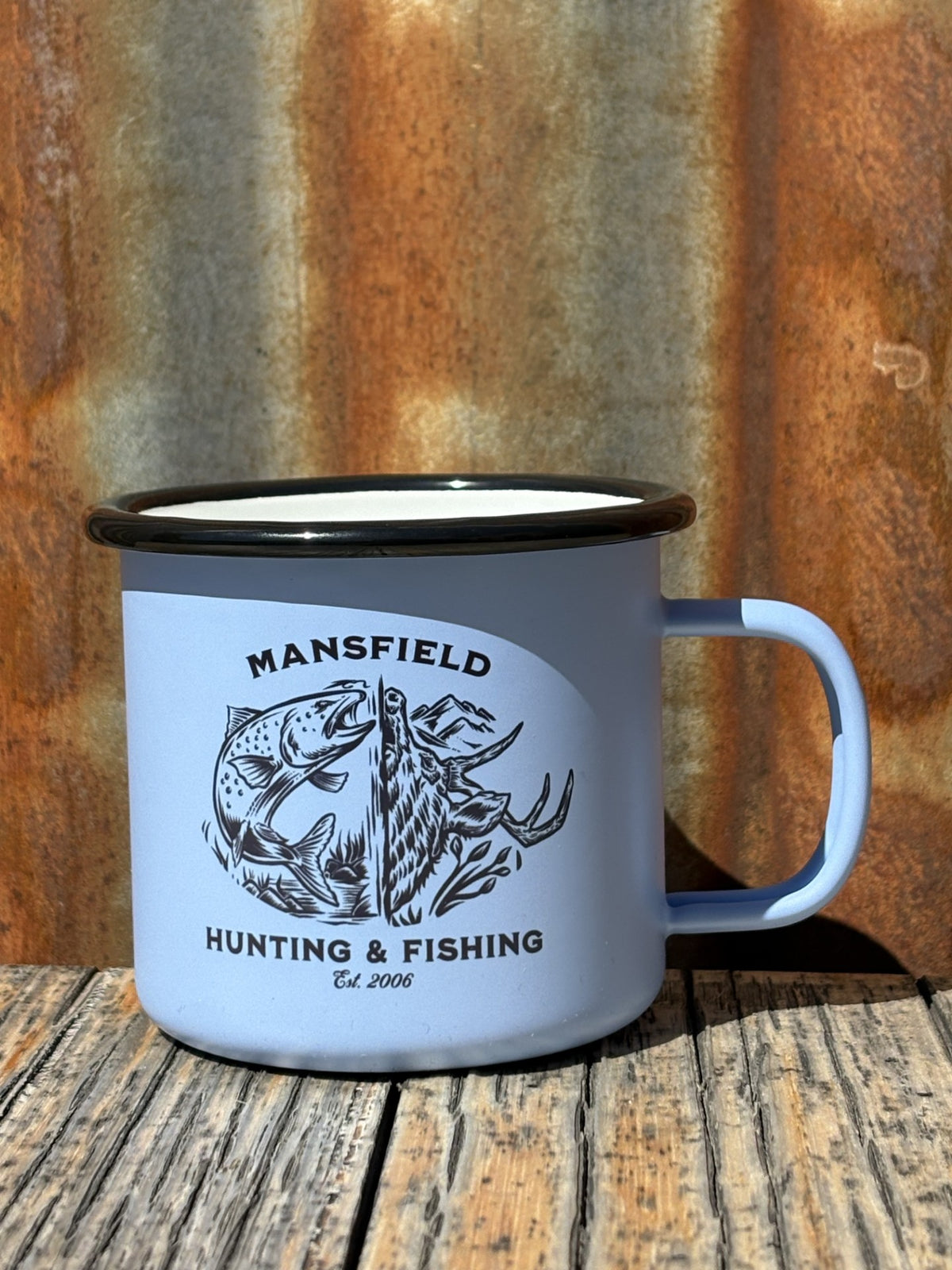 MHF Outdoors Enamel Camp Mug - DARK BLUE - Mansfield Hunting & Fishing - Products to prepare for Corona Virus