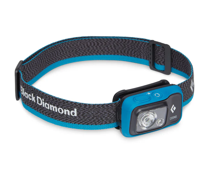 Black Diamond Cosmo R 350 Lumens Rechargeable Headtorch - AZUL - Mansfield Hunting & Fishing - Products to prepare for Corona Virus