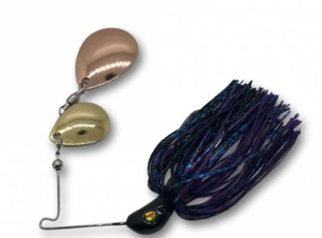 Spin Wright 1/2oz Spinner Bait Rigged With 6 Inch Plastic - 1/2OZ / BLACK PURPLE - Mansfield Hunting & Fishing - Products to prepare for Corona Virus