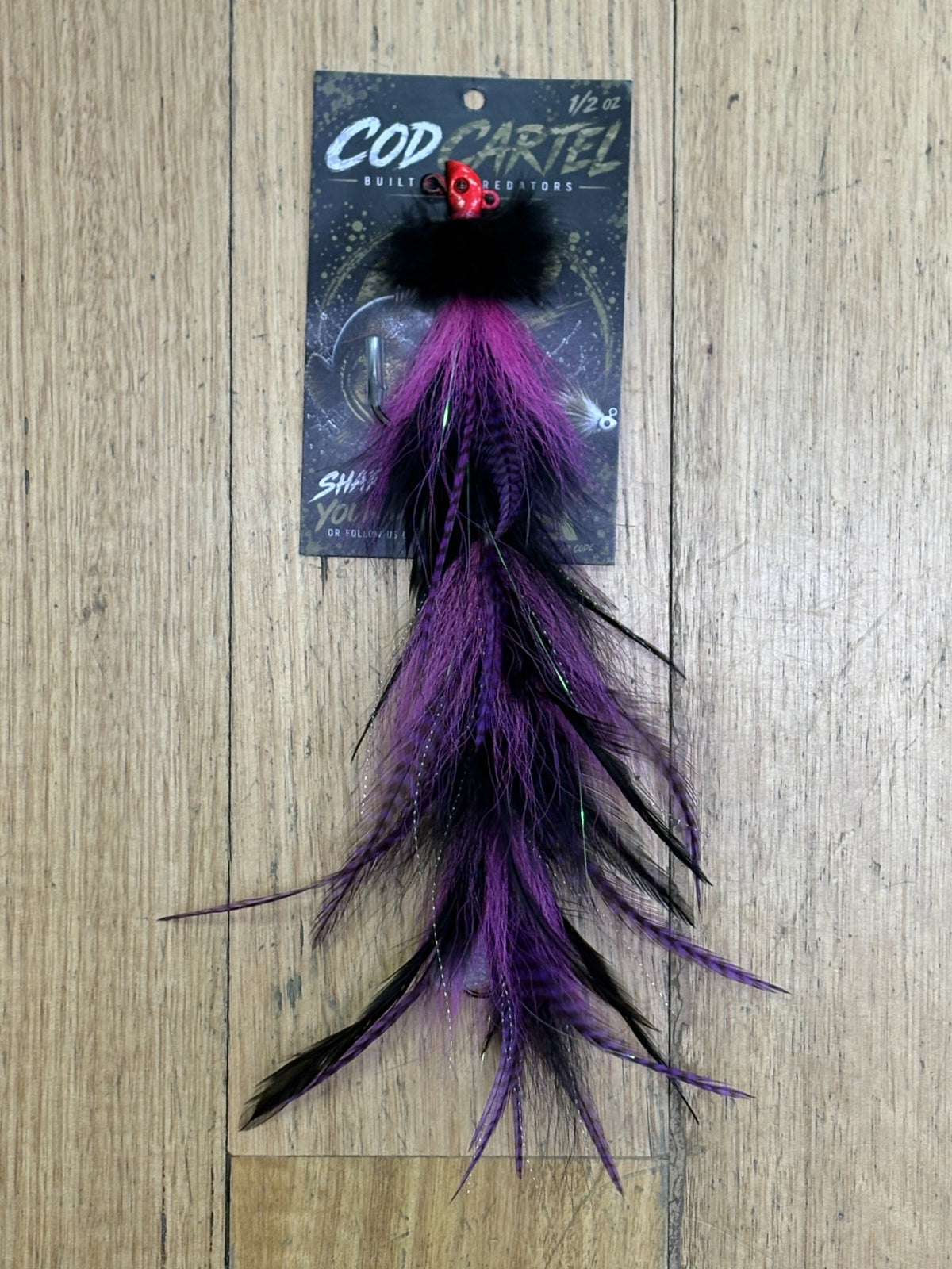Cod Cartel 12" Enforcer 1/2oz Fly Jig - BLACK PINK - Mansfield Hunting & Fishing - Products to prepare for Corona Virus