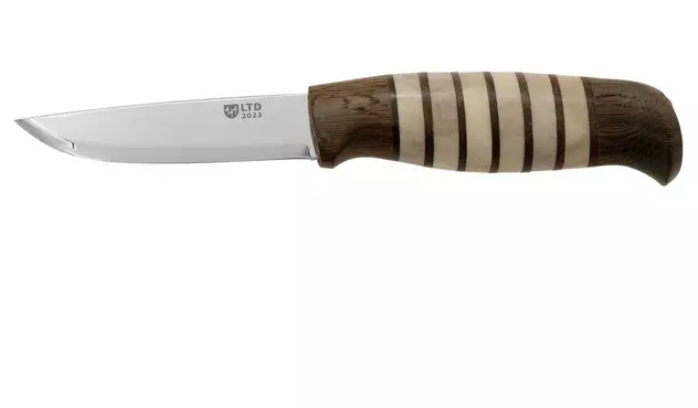 Helle Rein LTD 90mm Triple Laminated Steel Knife (Rendeer Antler, Dark Oak and Leather Handle) -  - Mansfield Hunting & Fishing - Products to prepare for Corona Virus