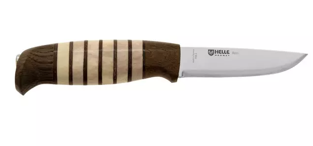 Helle Rein LTD 90mm Triple Laminated Steel Knife (Rendeer Antler, Dark Oak and Leather Handle) -  - Mansfield Hunting & Fishing - Products to prepare for Corona Virus