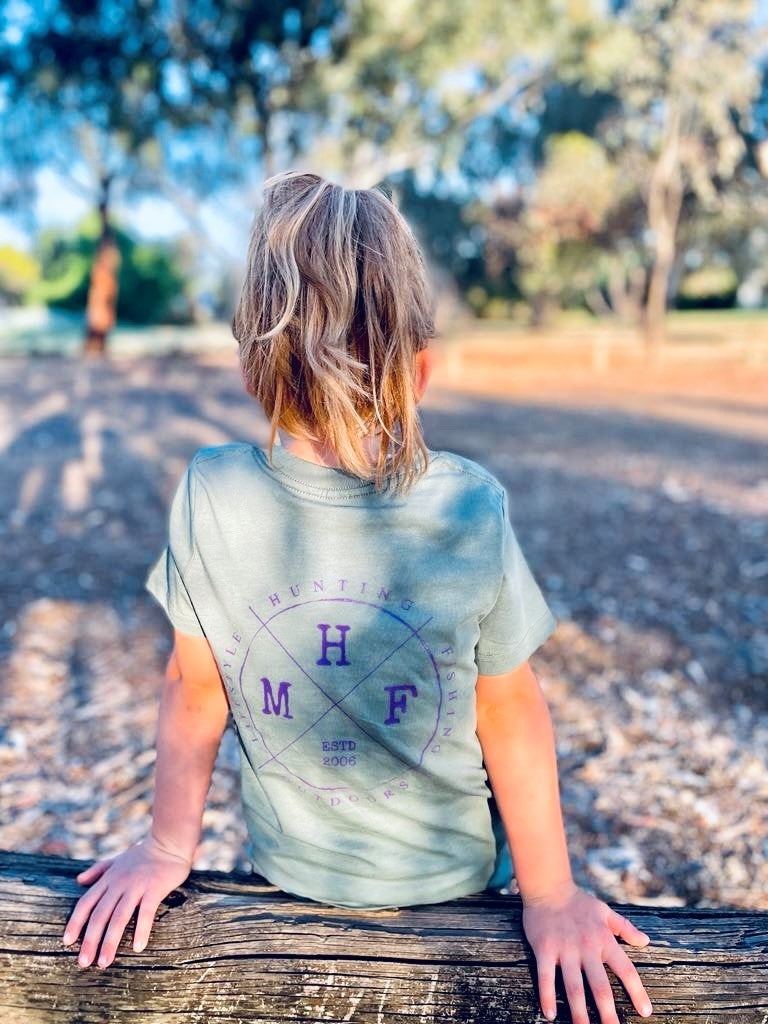 MHF Kids Lifestyle T-Shirt - Sage/Fuscia - - Mansfield Hunting & Fishing - Products to prepare for Corona Virus