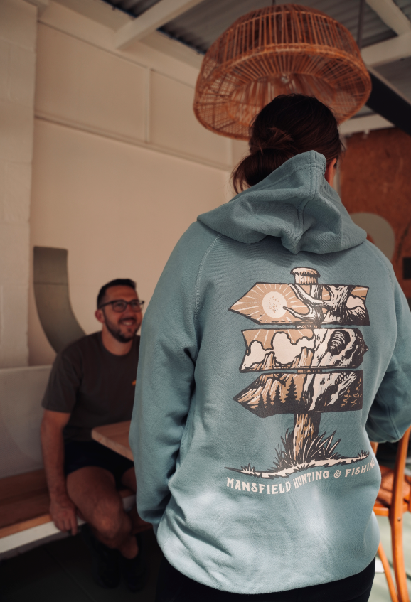 MHF Mens Sign Post Relax Fit Hoodie - Mineral - - Mansfield Hunting & Fishing - Products to prepare for Corona Virus