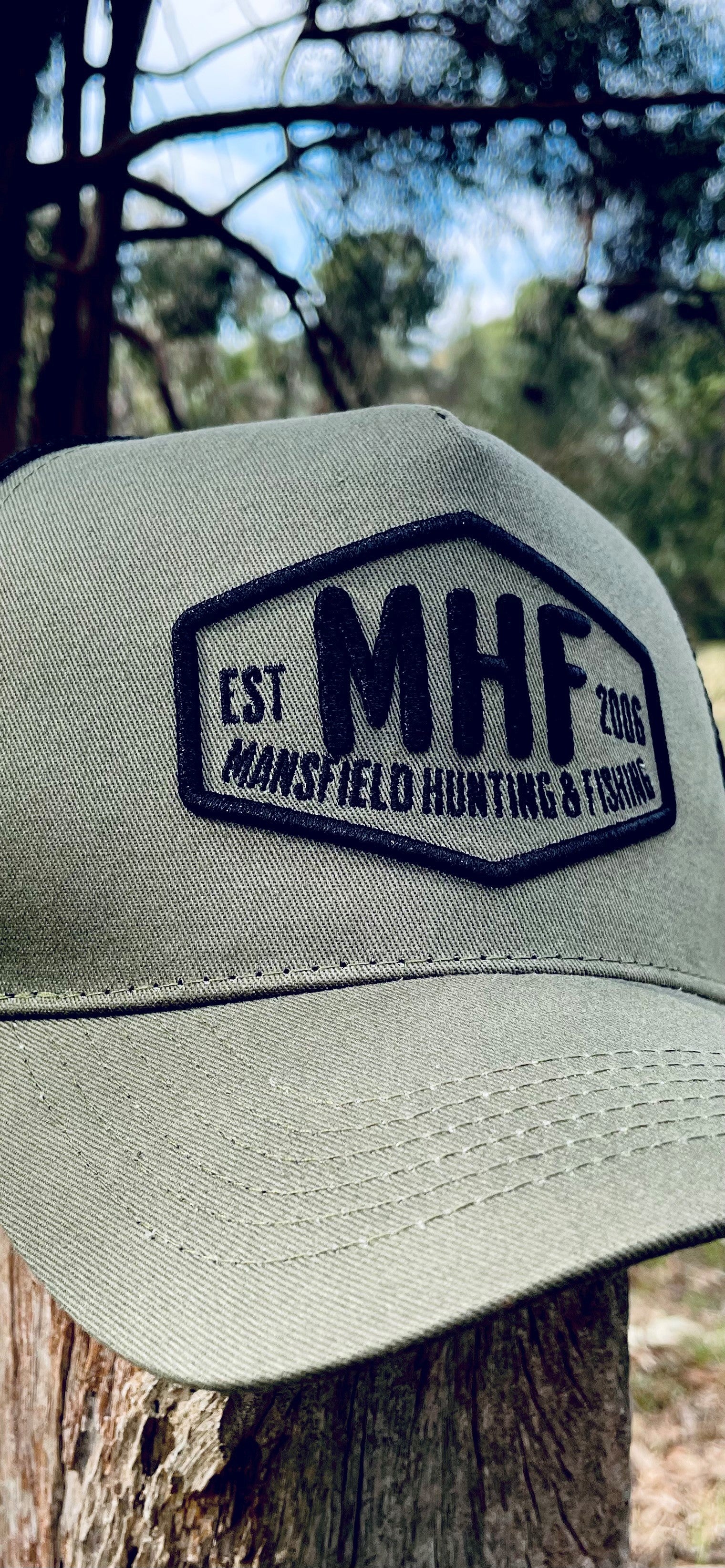 MHF Aussie Trucker Cap - Hunter Green/Black/White - Mansfield Hunting & Fishing - Products to prepare for Corona Virus