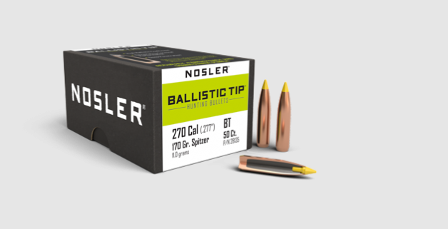 Nosler 270 170gr Ballistic Tip Hunting Projectiles - 50pk -  - Mansfield Hunting & Fishing - Products to prepare for Corona Virus
