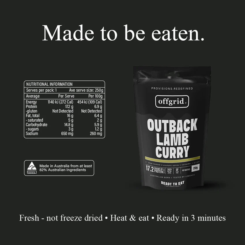 Offgrid Provisions Outback Lamb Curry - 250g - - Mansfield Hunting & Fishing - Products to prepare for Corona Virus