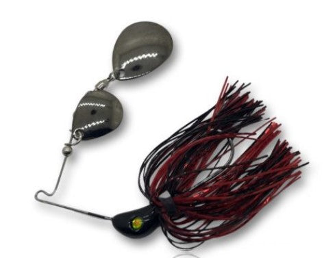 Spin Wright 1/2oz Spinner Bait Rigged With 6 Inch Plastic - 1/2OZ / BLACK RED - Mansfield Hunting & Fishing - Products to prepare for Corona Virus