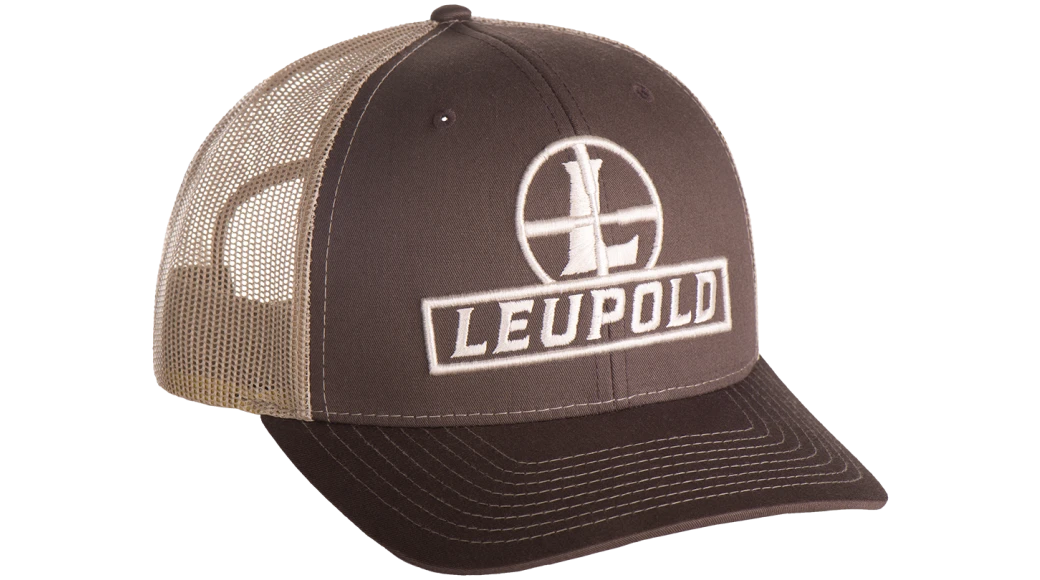 Leupold Reticle Trucker Cap - BROWN/KHAKI - Mansfield Hunting & Fishing - Products to prepare for Corona Virus