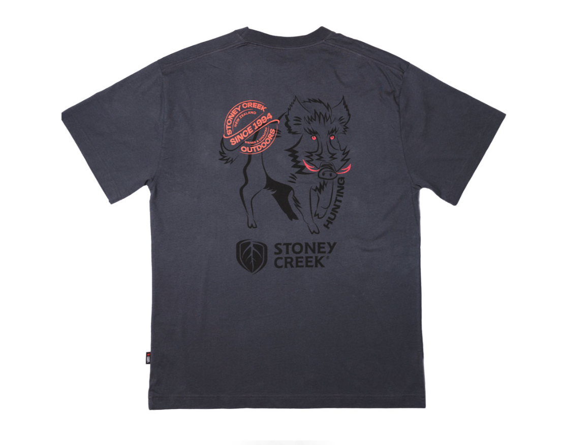 Stoney Creek Mens Grunty Tee - Dark Grey - S / DARK GREY - Mansfield Hunting & Fishing - Products to prepare for Corona Virus