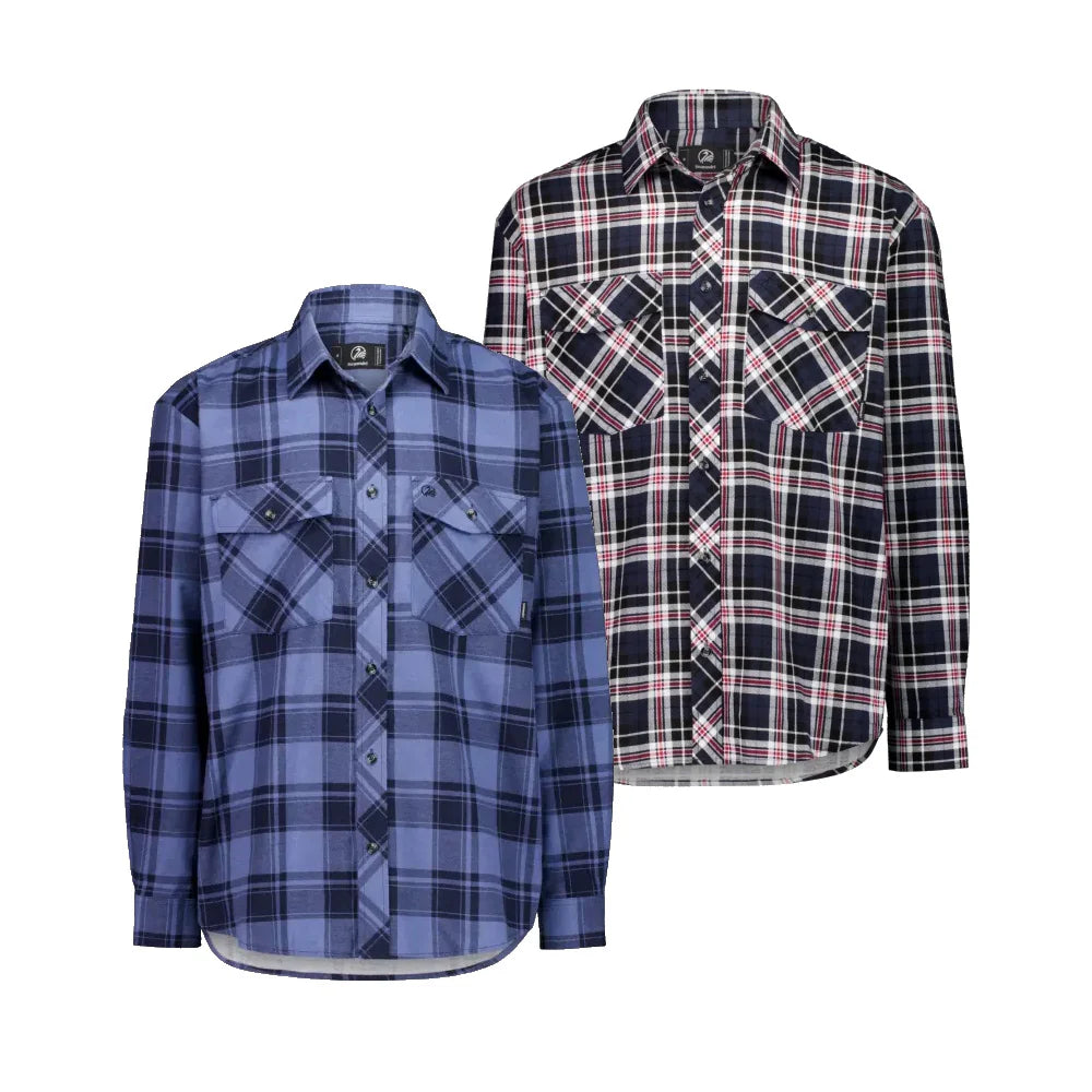 Swanndri Egmont Full Button Flannelette Shirt - Twin Pack - Tekapo/Sunset Navy - - Mansfield Hunting & Fishing - Products to prepare for Corona Virus