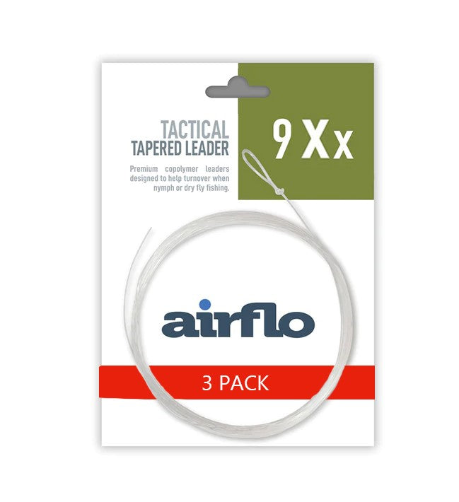 Airflo Tactical Tapered Leader 9 foot - 3 Pack - 3X - Mansfield Hunting & Fishing - Products to prepare for Corona Virus