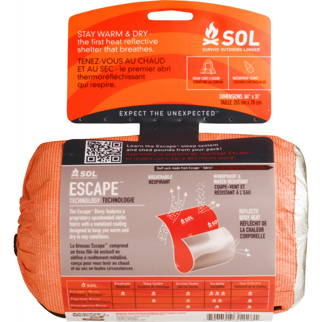 Sol Escape Bivvy - Survival Orange -  - Mansfield Hunting & Fishing - Products to prepare for Corona Virus