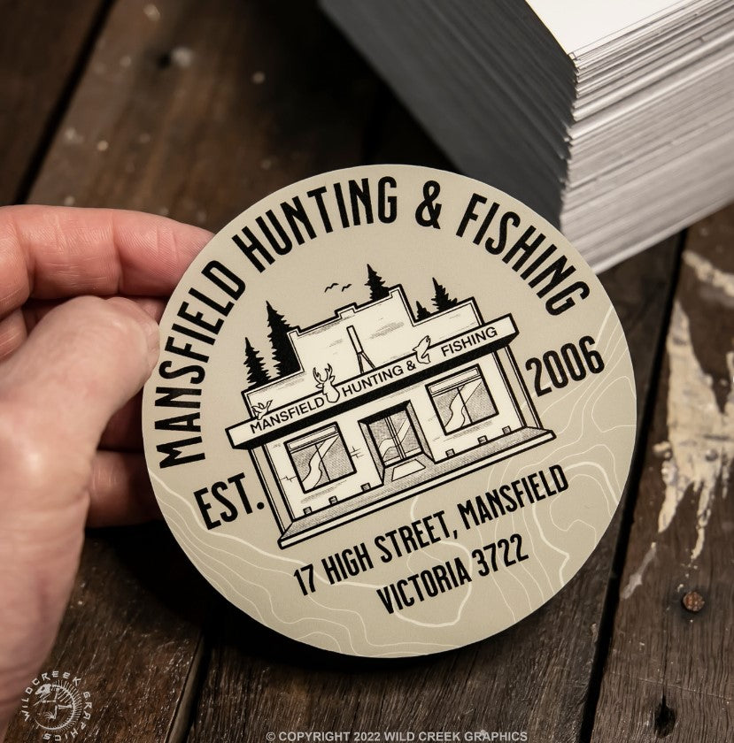 MHF Shop Front Sticker - 100mm x 100mm -  - Mansfield Hunting & Fishing - Products to prepare for Corona Virus