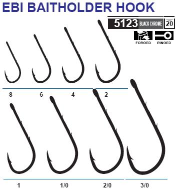 Owner EBI Baitholder Hook - 8 / BLACK CHROME - Mansfield Hunting & Fishing - Products to prepare for Corona Virus