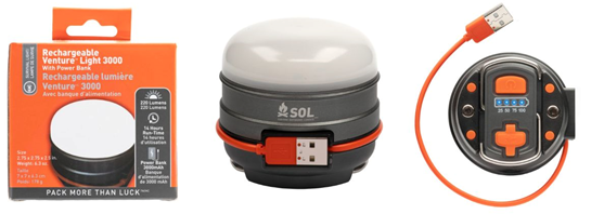 SOL Rechargeable Venture Light 3000 With Power Pack -  - Mansfield Hunting & Fishing - Products to prepare for Corona Virus