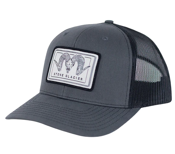 Stone Glacier Etched Ram Patch Trucker Cap - CHARCOAL - Mansfield Hunting & Fishing - Products to prepare for Corona Virus