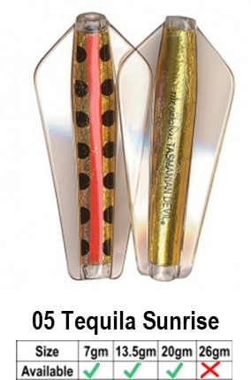 Tassie Devil -13.5gr - 13.5GR / 5 TEQUILA SUNRISE - Mansfield Hunting & Fishing - Products to prepare for Corona Virus