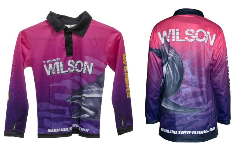 Wilson Kids Long Sleeve Team Fishing Shirt - Pink/Purple - 4 / PINK/PURPLE - Mansfield Hunting & Fishing - Products to prepare for Corona Virus