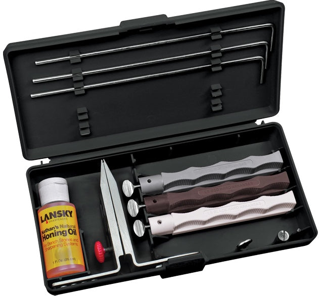 Lansky System Arkansas 3 Stone Sharpening System -  - Mansfield Hunting & Fishing - Products to prepare for Corona Virus