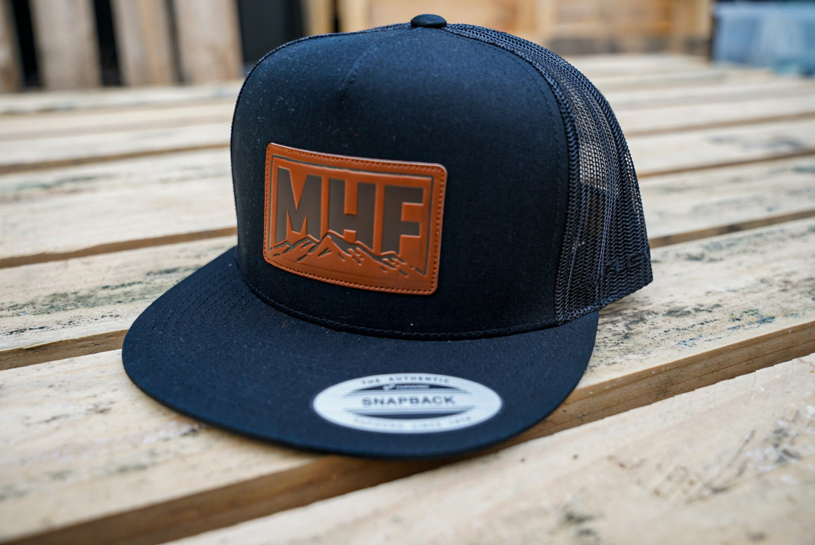 MHF Leather Patch Cap - Black -  - Mansfield Hunting & Fishing - Products to prepare for Corona Virus