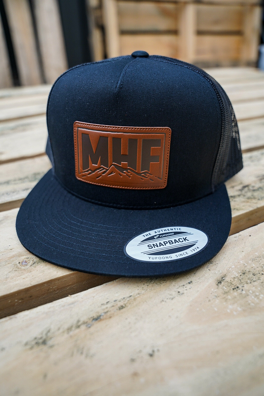 MHF Leather Patch Cap - Black -  - Mansfield Hunting & Fishing - Products to prepare for Corona Virus
