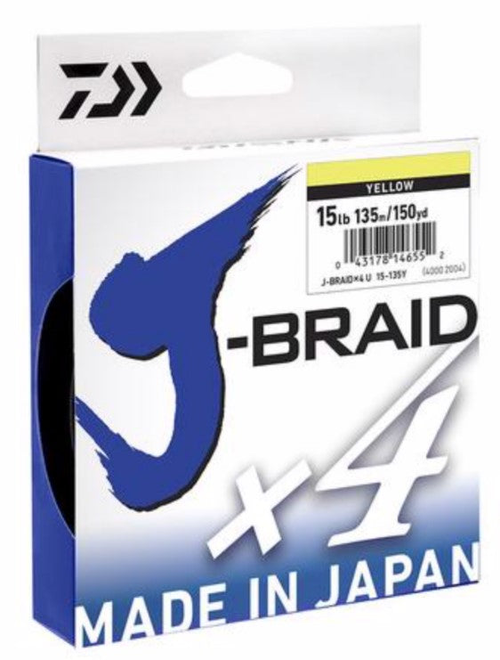 Daiwa J-Braid X 4 135m - Yellow - 10LB / YELLOW - Mansfield Hunting & Fishing - Products to prepare for Corona Virus