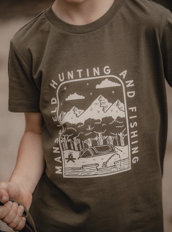 MHF Kids Camping Tee - Army Green -  - Mansfield Hunting & Fishing - Products to prepare for Corona Virus