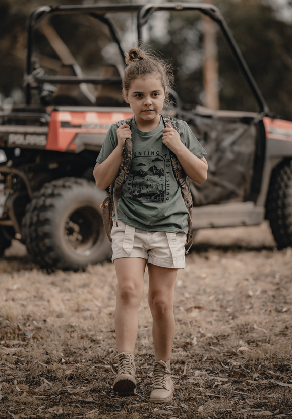 MHF Kids Camping Tee - Sage -  - Mansfield Hunting & Fishing - Products to prepare for Corona Virus