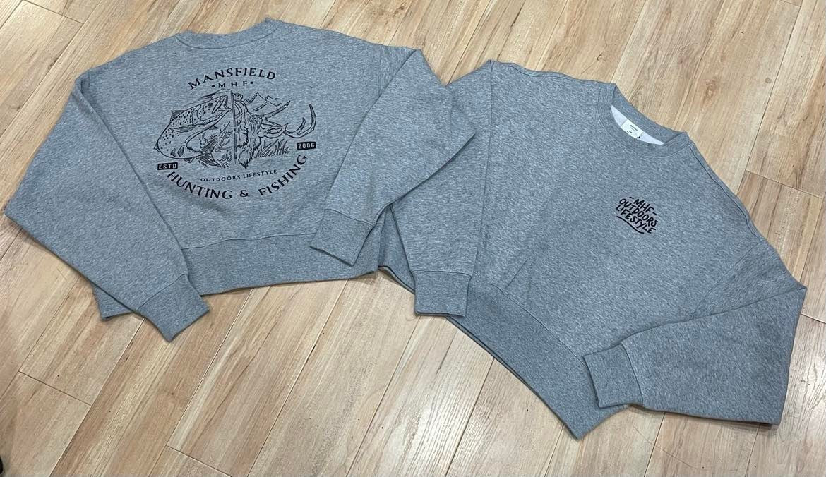 MHF Womens Outdoors Oversized Crew - Grey -  - Mansfield Hunting & Fishing - Products to prepare for Corona Virus